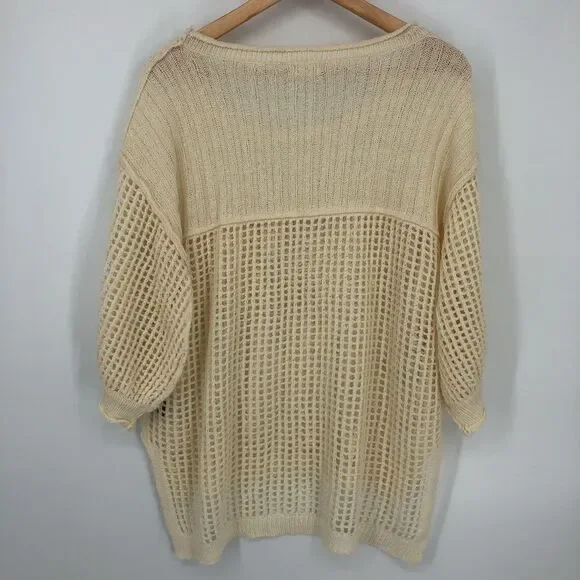 POL Sweater Womens Small Open Knit Pullover Oversized Pocket Sheer Acrylic - Picture 8 of 12